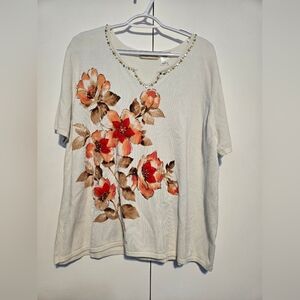 Alfred‎ Dunner Floral Embellished Top